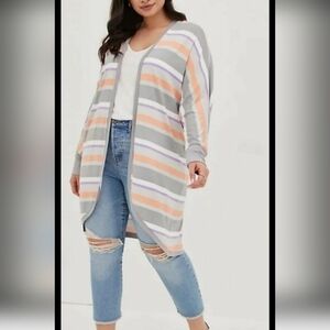 Torrid 0 Striped Cocoon Kimono Cardigan Super Soft Duster 0X 12 Large